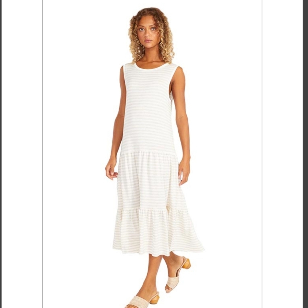 BB Dakota Longest Weekend Dress in Heather Grey Stripe Sleeveless size S - Picture 1 of 11